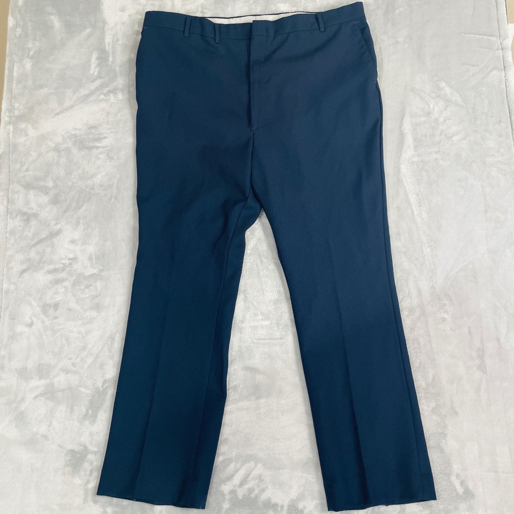 VTG Dee Cee Dress Pants Mens 42x32 Made in USA Navy Blue Excellent Straight Leg